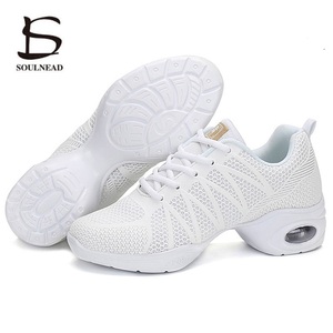 Zapatillas de baile de jazz blancas/negras para mujer, zapatos de baile transpirables al por mayor - Product Image 5