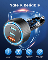 Adaptor pemantik rokok mobil 3 Port 60W, pengisi daya Cepat USB C Super cepat untuk iPhone 16 iPad pengisi daya mobil