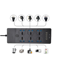 Bande d'alimentation d'extension de 6 pieds 6 prises 4 Ports USB bureau à domicile prise britannique plate 2M cordon de prise pour téléphone tablette charge 13A nominale