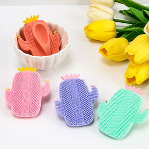 Brosse nettoyante pour le visage en silicone à motif de cactus, manuelle, pour le démaquillage et le nettoyage des pores, pour adultes et enfants - Product Image 3