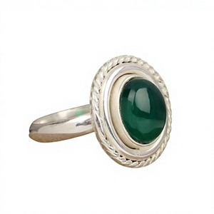 New Arrival 8x10mm Natural Green <b>Onyx</b> Oval Gemstone <b>Ring</b> 925 Sterling Silver Handmade Bezel Setting Women Designer Fine Jawelry - Product Image 1