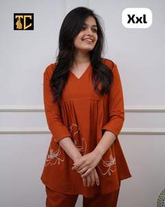 Conjunto de Ropa de Trabajo de Algodón Bordado de Moda para Mujer, Estilo Casual Muy Cómodo, Fabricante Mayorista de la India - Product Image 2