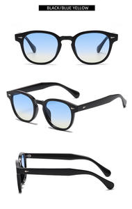 نظارات شمسية بلاستيكية مستديرة بلون أزرق أصفر عتيق من نوع Tortoiseshell بنية اللون مبيع بالجملة رخيصة - Product Image 3