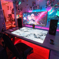 Tapis de bureau de jeu XXL personnalisé avec logo imprimé, motif anime et dessin animé, gris, antidérapant, base en maille imperméable, anti-rayures, pour PC de bureau