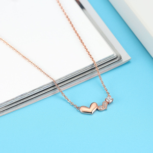 coreano de corazón de joyería collar venta al por mayor de Plata de Ley chapado en oro <span class=keywords><strong>rosa</strong></span> collar de encanto para las mujeres - Product Image 4
