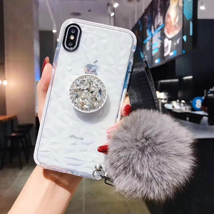 <span class=keywords><strong>Coque</strong></span> de téléphone apple à motif pompon 3D, étui à grilles en fourrure pour iPhone 13 12 11 Pro, XS Max, XR, X 8 7 Plus - Product Image 2