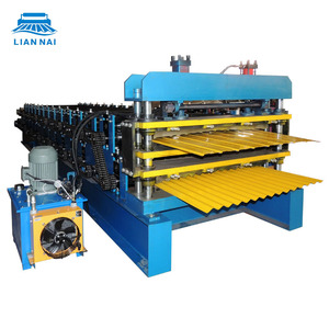 리안 나이 미국 핫 세일 금속 컬러 스틸 고속 더블 레이어 지붕 타일 AG R 패널 루핑 시트 만들기 기계 - Product Image 1