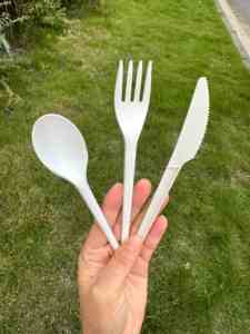 Set di Posate da Campeggio Monouso Ecologiche all'Ingrosso con Sacchetti Richiudibili in Plastica OPP e Sacchetti di Carta - Product Image 1