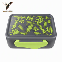 Boîte à bento monocouche motif graffiti empreinte de pneu, étui portable pour l'école, le bureau, les sandwichs, la préparation des repas et les collations