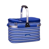 Panier de pique-nique isotherme pliable pour 2 personnes avec compartiment isotherme, étanche, réutilisable, en polyester et cadre en aluminium