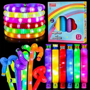 2023 Tubes Pop Super Cool Bendable Glow Led Mini Fidget Light Up Pop Tube Stretch Toys Display