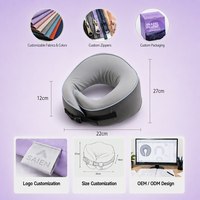 Oreiller de voyage ergonomique en mousse à mémoire de forme en U, personnalisable OEM/ODM, anti-bactérien, non toxique, avec logo et emballage sur mesure, design portable