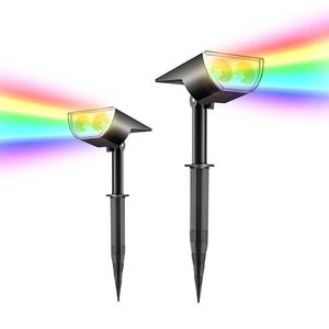 ไฟตกแต่งสวนพลังงานแสงอาทิตย์ RGB พร้อมเปลี่ยนสีได้ 8 สี สำหรับสนามหญ้าและสวน IP65 ไฟ LED พลังงานแสงอาทิตย์ขนาดเล็กแบบออลอินวันสำหรับภายนอกอาคาร - Product Image 1