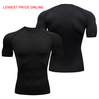 Prix le plus bas en ligne vêtements de sport pour hommes Polyester Spandex vêtements de sport Sport Fitness t-shirt hommes chemise de compression