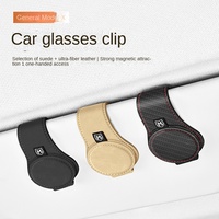 Clip magnétique pour lunettes de soleil en cuir de luxe multifonctionnel populaire pour voiture Pare-soleil Rangement portable pour lunettes de soleil Clip pour carte
