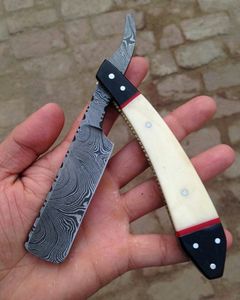 Beau manche en os pour hommes, droit en acier, damas, barbier, Salon de coiffure, coupe de la gorge, rasoirs, bois américain - Product Image 6