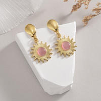 Boucles d'oreilles pendantes en acier inoxydable plaqué or 18 carats PVD, hypoallergéniques, résistantes à l'eau, non ternissables, avec pierre, vente en gros 2025