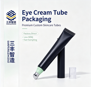 Matte Black Ultra Slim LDPE Squeeze Tube Roller Ball Applicator Screw Cap Anti Wrinkle Eye Cream - Product Image 2