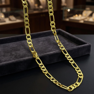 Wholesale 14K18K24K Micron <b>Gold</b> Figaro Chain Necklaces, Modern Chain Design, Figaro Style Chain, Brass Fashion Chains Necklaces - Product Image 5