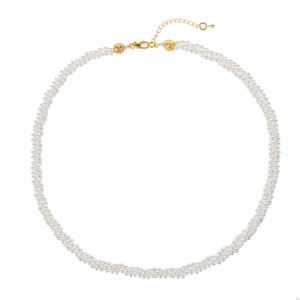 Collier de perles blanches cultivées avec chaîne torsadée à 3 rangs de 18 pouces Perles de 3 mm - Product Image 4