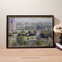 Peintures décoratives de paysages européens et de fleurs, art mural vintage, cadre en bois, toile de luxe à suspendre pour la maison, mariage