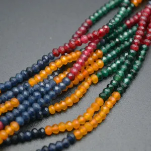 2x3mm 2x4mm color de la mezcla cristal teñido Jade Rondelle espaciador perlas