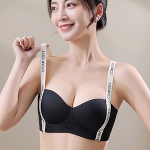 Reggiseno Gotico Senza Ferretto per Donna, <span class=keywords><strong>Bralette</strong></span> Push-up 3/4 <span class=keywords><strong>con</strong></span> Spalline <span class=keywords><strong>con</strong></span> Scritte, Intimo Modellante Traspirante in Nylon - Product Image 4