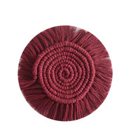 Tapis de table rond moderne en corde de coton polyester, fait main, tissé, résistant à la chaleur, antidérapant, avec pompons