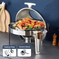 Plat de service rond doré de luxe pour buffet, chauffe-plats pour hôtel