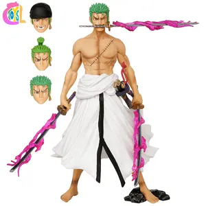 24CM Anime Figure Roronoa Zoro Ghost Back 1 PIECE Manga Figurine PVC Statue 4 Heads Changed Dolls Collectible Gift