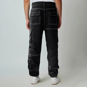 Pantalon de travail cargo noir pour homme, robuste, personnalisé, à double genou renforcé, en coton stretch, pour la construction - Product Image 2