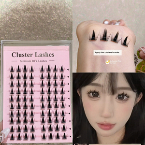 Kit de cils synthétiques sans colle pour lifting des cils, cils en éventail individuels, cils en bande complète, cils en grappe courbés, bande transparente, style <span class=keywords><strong>Manga</strong></span> - Product Image 3