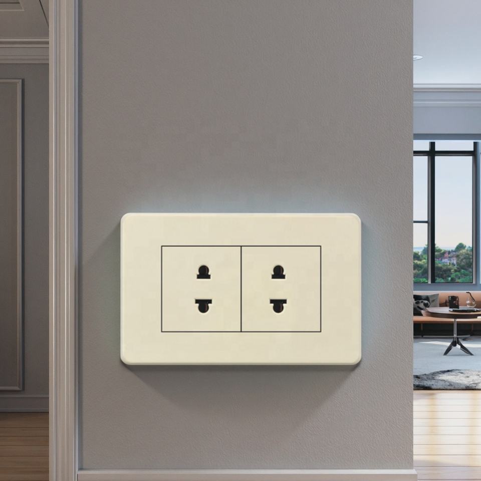 VNX 85 Series Double 2Pin Beige Color 118mm*72mm Electrical Wall Socket Power Outlets