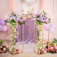 HY Rechteck Tisch Hoch rahmen Säulen ständer Mitte De Tisch Hochzeit Gold Blumen ständer Hochzeit Mittelstücke