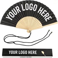 Promotion Éventail à main en bois 23 cm, durable, à nervures en bois naturel, idéal pour l'été, publicitaire, tendance et cadeau