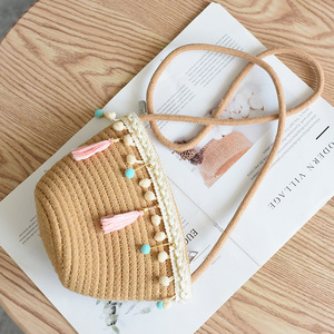 Linda bolsa de paja de estilo japonés para niños, mini bolso, bolso de hombro para niños, bolso de playa, bolso cruzado. - Product Image 1
