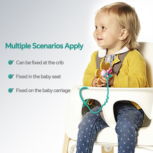 Sangle de jouet en silicone en forme de feuille réglable - Laisse de jouet durable pour bébé pour sécuriser la sucette, le <span class=keywords><strong>hochet</strong></span> et les hochets pour <span class=keywords><strong>poussette</strong></span>, siège auto - Product Image 4