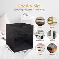 Boîte de rangement carrée avec fenêtre transparente, poignée solide, panier de rangement pliable en tissu