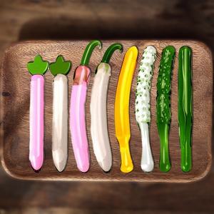 Juguete Sexual de Cristal de Simulación con Forma de Vegetales - Dildo Transparente de Berenjena y Varita Mágica con Tapón de Masaje Anal para la Masturbación Femenina - Product Image 2