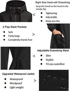 Giacca antipioggia leggera da <span class=keywords><strong>donna</strong></span> giacca impermeabile a vento lunga con cappuccio XXL/XXXL impermeabile antivento per lavoro e viaggi - Product Image 5