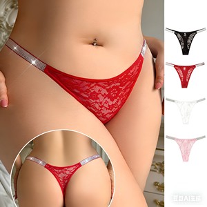 Perizoma da <span class=keywords><strong>donna</strong></span> in pizzo e rete trasparente con filo argentato, cinturino sottile, vita bassa, <span class=keywords><strong>G</strong></span>-<span class=keywords><strong>STRING</strong></span> - Product Image 1