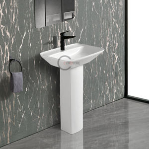 Lavabos de Pedestal de Cerámica Montados en el Suelo, Directo de Fábrica, Cuadrados Compactos, Nuevos, para Baños Pequeños y Cuartos de Baño - Product Image 1