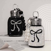 Thermos Isotherme de Luxe Haut de Gamme Incrusté de Diamants, Portable, en Acier Inoxydable 304, Grande Tasse Nœud Papillon Tendance pour Voiture