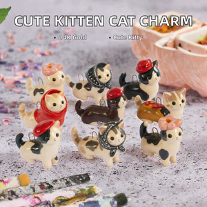 Colgante de Gato Adorable Chapado en Oro de 14K, de Latón Esmaltado, para Collar, Pulsera, Joyería DIY, Niños - Product Image 2
