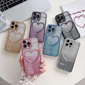 wholesale tpu soft plating glitter Heart Design Case for iphone 14 13 12 11 Pro max electroplate shockproof Back Cover