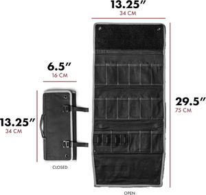Échantillon gratuit : Sac de transport pour couteaux de chef en toile, étui de rangement personnalisé en cuir avec 11 poches - Product Image 6