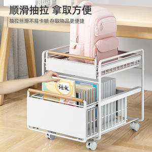 Chariot de rangement portable pour sac à dos, meuble de bureau rectangulaire à roulettes avec roulettes verrouillables pour chambre, salon, bureau - Product Image 3