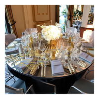 Table ronde miroir argentée pour mariage, plateau de table réfléchissant en PE or/argent de 6 pieds/5 pieds pour événements et réceptions de mariage