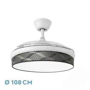 Ventilateur DC 72W, blanc et gris, angle de 108 degrés, 3 pales, 7200 lm, lumière 3000-4000-6000K, télécommande, mémoire et minuterie. - Product Image 1