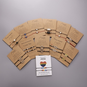 G310 joyería de dos piezas pulseras al por mayor girasol corazón cuerda de la suerte hecha a mano hacer un deseo Tarjeta de papel pulsera de amistad - Product Image 2